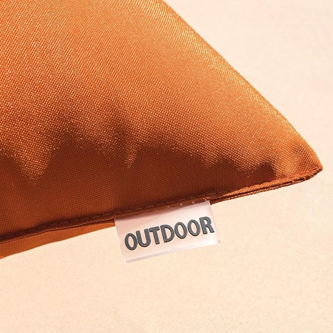 MIULEE Pack of 2 Decorative Outdoor Waterproof Pillow Covers Square Garden Cushion Sham Throw Pillowcase Shell for Fall Patio Tent Couch 16x16 Inch Burnt Orange