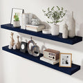 fuqing Dark Blue Floating Shelves 48 Inch, Solid Wooden Wall Shelves Set of 2, Rustic Floating Wall Shelves for Decor & Storage for Living Room Bedroom Bathroom