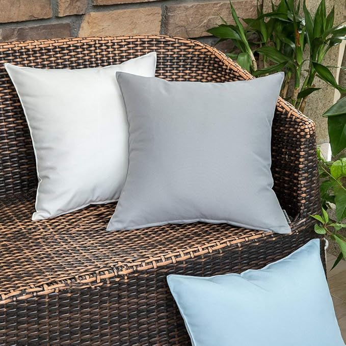 MIULEE Pack of 2 Decorative Pillow Covers Square Cushion Sham Throw Pillowcase Shell Waterproof for Spring Indoor Couch Chair Sofa Patio 20x20 Inch Light Grey