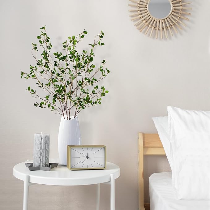 Sggvecsy 43’’ 5Pcs Artificial Ficus Branches Faux Leaf Spray Green Eucalyptus Branches Artificial Greenery Stems Fake Ficus Twig Plants for Home Office Wedding Vase Filler Shop Decoration