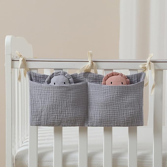 Bedside Organizer Bag Crib Hanging Bags Multipurpose Headboard Diaper Bag Portable High Chair Hanging Bag, Bear