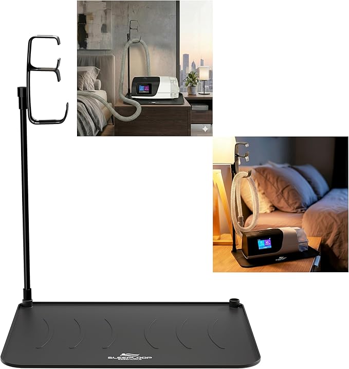CPAP Hose Holder for Mask and Tube Hanger Stand for CPAP Nightstand - Supplies for CPAP mat for Bedside Organizer with Clean Mask Dust Cover - for CPAP Hook Hanger