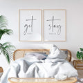 Pennclys Get Cozy Wall Art Decor Stay Awhile Sign Canvas Above Bed Wall Art Guest Bedroom Decor Lets Stay in Bed Pictures Modern Painting Artwork for Living Room Guest Room 16x24x2 Inch Unframed