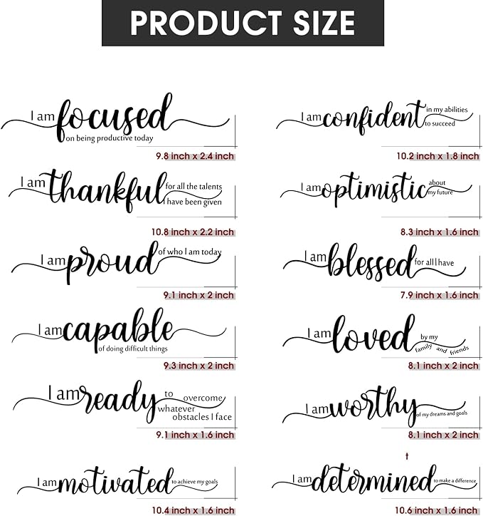 Epakh 2 Sheets Motivational Wall Stickers Decor Black Inspirational Wall Decal Art Inspirational Quote Stickers Vinyl Positive Wallpaper for Living Room Bedroom Office Nursery Restaurants Offices