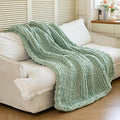 Chunky Knit Blanket - Luxury Soft Cozy 40 * 50 Throw Blanket,100% Woven Blanket Rope Knot Throw Blanket for Couch, Sofa, Home Decor, Gift - Machine Washable (Sage Green, 40 * 50)