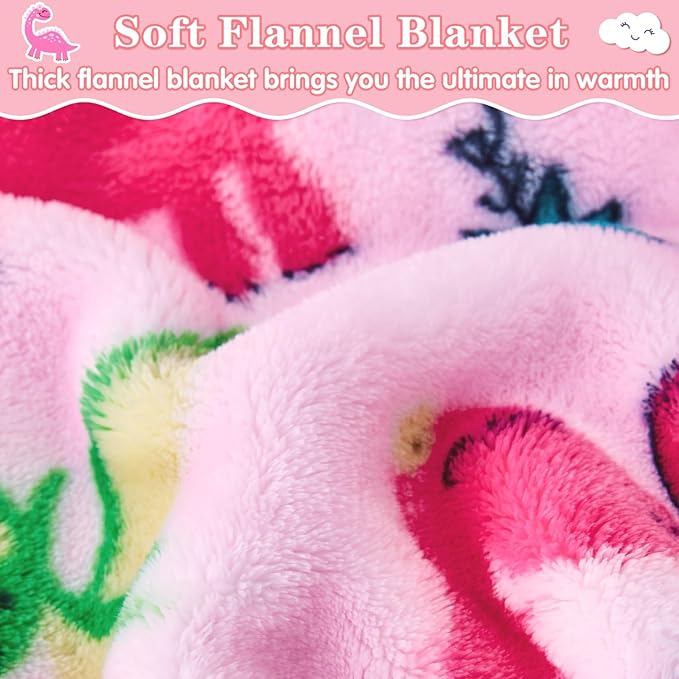 Lukeight Pink Dinosaur Toddler Blanket Gifts for Girls, Plush Dino Throw Blanket for Kids and Adults, Thick and Warm Girls Blanket for Teens Birthday (Dinosaur, 50x60 Inches)