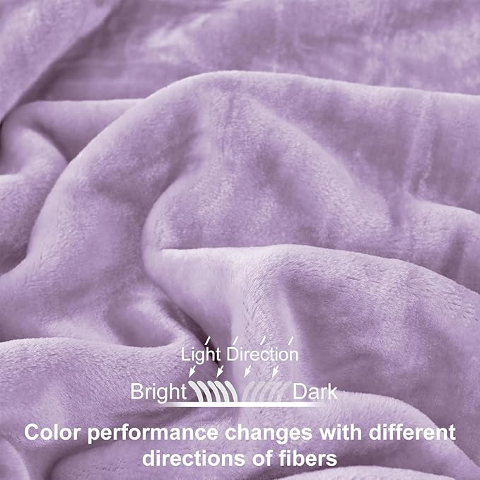 JYK Fleece Plush Blanket - 3.5 LB, 1 Ply Lightweight Korean Style Mink Blanket, Queen 79" x 91" - Super Soft, Warm & Cozy, Microfiber Bed Blanket for All Seasons, Light Purple