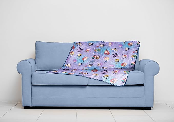 Jay Franco Kids Plush Throw Blanket – Ultra Soft Cozy Plush Fleece for Bed, Couch, Sofa, Home Décor, Official Licensed Huntrix and Saja Boys, Light Purple - Kpop Demon Hunters, 40x50 - Travel Blanket
