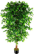 7ft Artificial Ficus Silk Tree (82in) with Plastic Nursery Pot Faux Tree, Fake Plant for Office House Farmhouse Living Room Home Decor (Indoor/Outdoor)