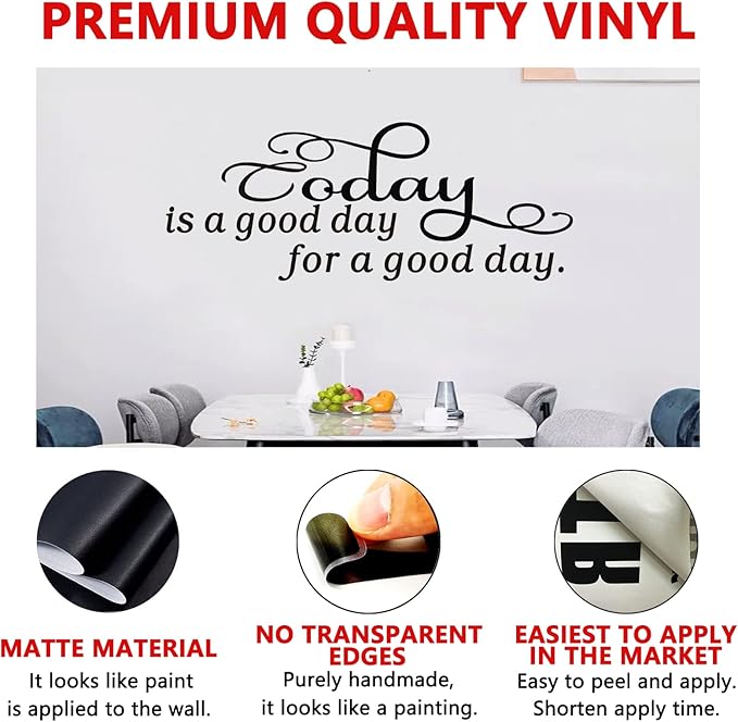 Wall Stickers, Wall Stickers Living Room, (Easy to Install), Wall Decor Decals Inspirational Quotes for Bedroom Nursery, Home Vinyl Art Family Decor Words, Today is A Good Day for A Good Day 32"X12.5"