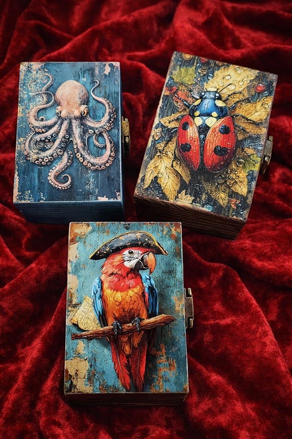 RK Collections Trinket Boxes Small Jewelry Keepsake Box (Captain Macaw Parrot)