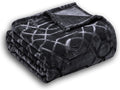 Soft Cozy Fleece Throw Blanket, 50x60 Inches – Lightweight Plush Blanket for Couch, Fuzzy 3D Jacquard Design, for Sofa, Bed & Travel - Dark Grey