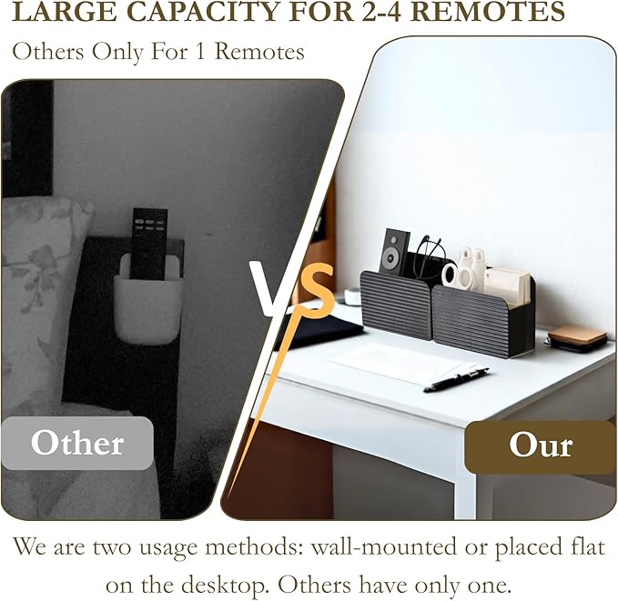 LINFIDITE 2 Pack Adhesive TV Remote Control Holder Wall Mount TV Remote Holder For Bedside Wall Remote Control Caddy Storage Organizer Stand Box （For 2 Or 4 Remote Controls – Black）