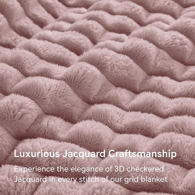 BEDELITE Berry Purple Throw Blanket for Couch and Bed- Super Soft and Warm 3D Checkered Fluffy Fuzzy Fleece Blanket, Luxurious Plush Cozy Blanket for Room Decor Spring, 50x60 inches
