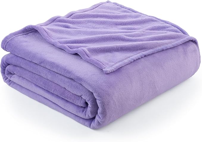 Hansleep Fleece Lilac Queen Blanket, Super Soft Flannel Fuzzy Plush Cozy Blanket for All Seasons, Lilac, Queen 90x90 Inches