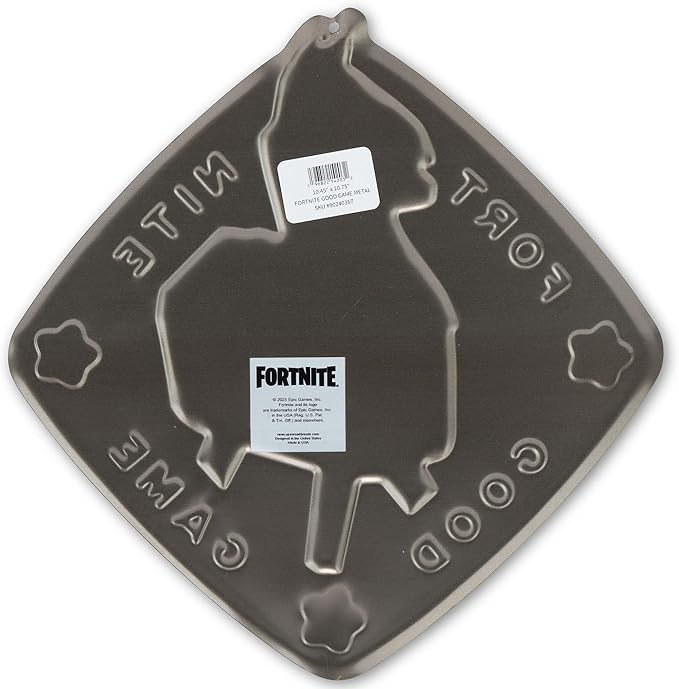 Fortnite Good Game Embossed Metal Sign – Loot Llama Diamond Badge Wall Decor for Bedroom or Game Room