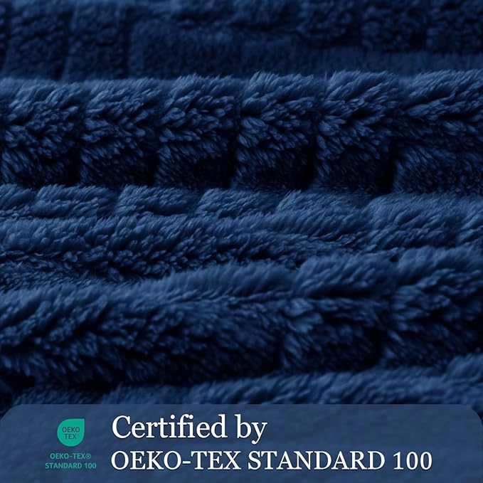 Whale Flotilla Lightweight Fleece Throw Blanket for Couch, Fuzzy Soft Blankets with Decorative Jacquard Pattern for All Season, Warm and Fluffy, 50x60 Inch, Navy Blue