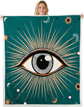 Eye Stars Crescent Throw Boho Sun Moon Fleece Blanket Soft Lightweight for Bed Couch, Exotic Tribal Indian Fatima Hamsa Oriental Mysterious Art Sherpa Blanket for Kids Teen Adults Baby 30"x40"