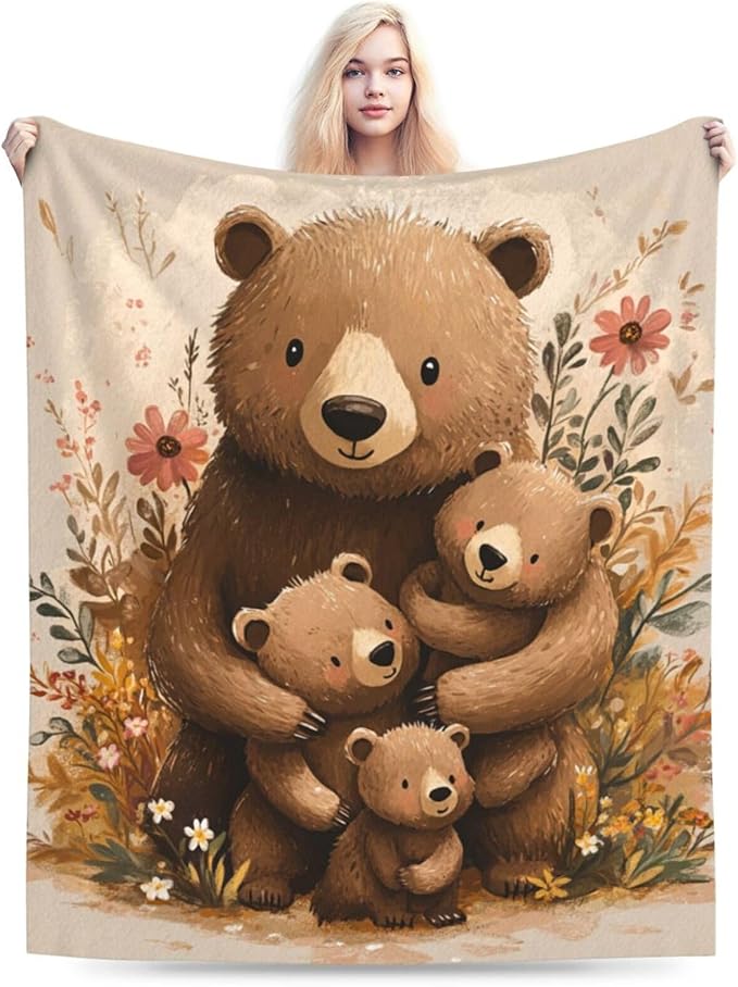 Bear Blanket Bear Gifts Warm Cozy Cute Bears Blanket Soft Lightweight Fleece Plush Fuzzy Blanket Bear Stuff for Girls Women Kids Aults Bed Decor 60"X80"