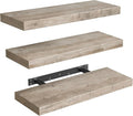 Floating Shelves for Wall, 1.5" Thick Wall Shelf Set of 3 with Invisible Brackets, 15.7L x 7.9W Hanging Book Shelves Farmhouse Home Decor for Bathroom, Living Room, Bedroom, Greige 4301BJP3BG