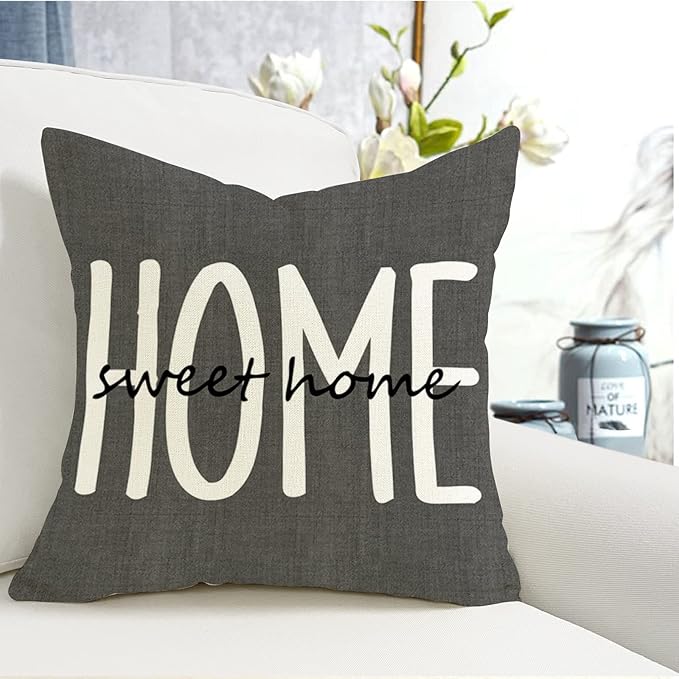 YCOLL Farmhouse Pillow Covers 18x18 Set of 4 Throw Pillow Covers Rustic Linen Decorative Pillows Square Cushion Covers for Home Decor