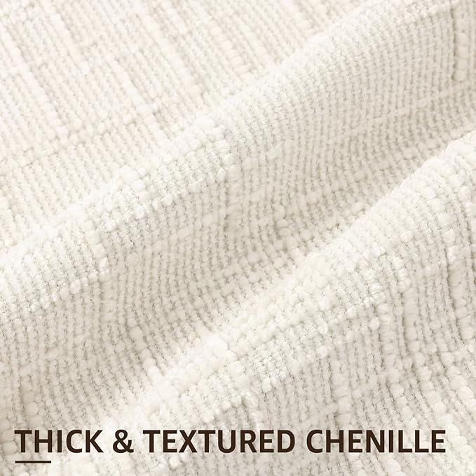 decorUhome Summer Cream White Chenille Throw Pillow Covers 18x18 Set of 2 Textured Cozy Slubby Couch Pillow Covers Modern Farmhouse Boho Decorative Pillow Cases for Bed Sofa Living Room