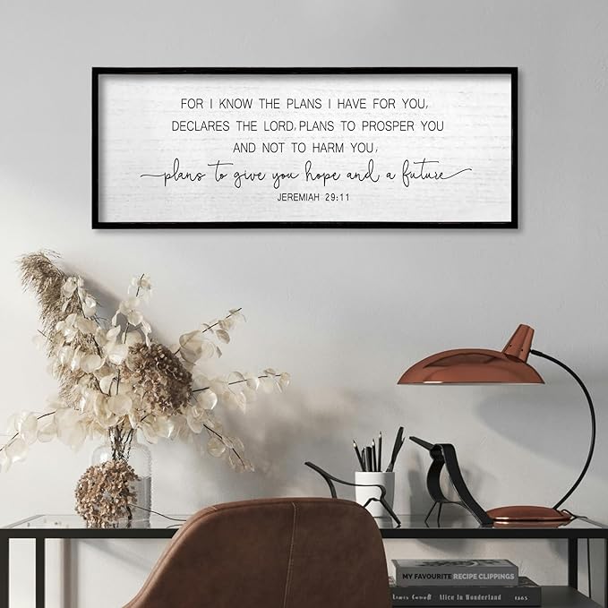TQianJiang Jeremiah 29:11 Wall Art Bible Verse 40"x15" For I Know The Plans I Have For You Sign Large Christian Scripture Blessing Hanging Decoration (Black