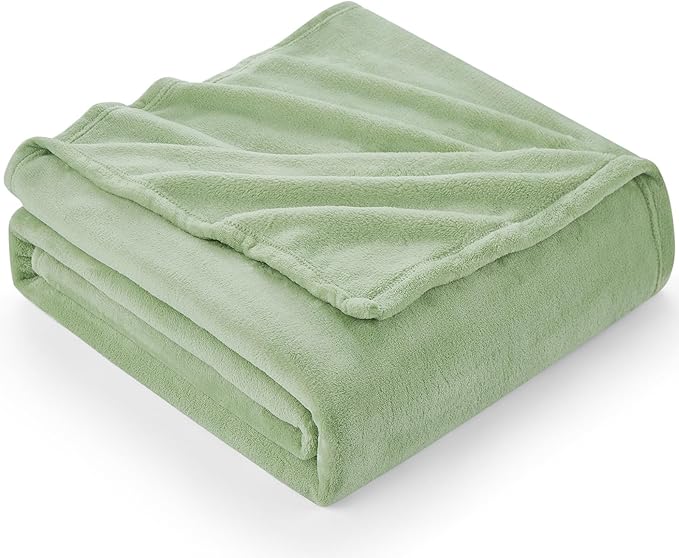 Hansleep Fleece Sage Green Twin Blanket, Super Soft Flannel Fuzzy Plush Cozy Blanket for All Seasons, Sage Green, Twin 60x80 Inches