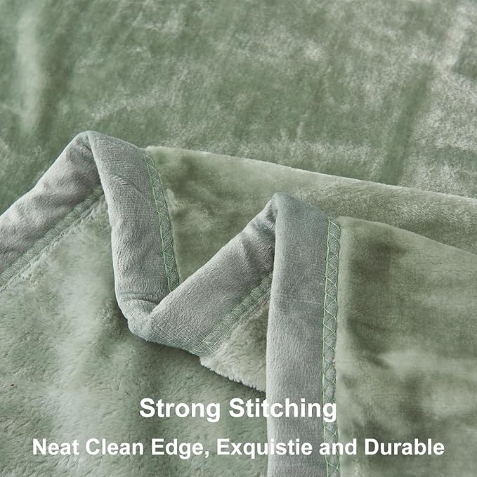 JYK Fleece Plush Blanket 4.4 LB, 1 Ply, Korean Mink Blanket King 85" x 95" - Super Soft and Warm, Lightweight and Cozy Fuzzy Solid Color Fleece Blanket for Bed, Green