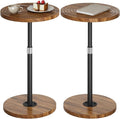 Round Side Table Set of 2, Adjustable-Height Small Drink Table, Pedestal Martini Stand, Weighted Base Cocktail Table Accent Nightstand for Living Room, Bedroom, Bathroom, Office, Walnut