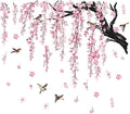 Large Pink Flower Wall Stickers, 47"x71" Removable DIY Romantic Cherry Blossom Tree Wall Murals Peel and Stick 3D Wall Art Stickers Home Decor for Gilrs Bedroom Nursery Rooms Living Room