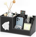 Sumnacon Tissue Box Cover, Square PU Tissue Box Organizer, Leather Tissue Covers with Storage, Stylish Tissue Holders for Bahtroom Living Room Kitchen Dining Table Desk Office, Black