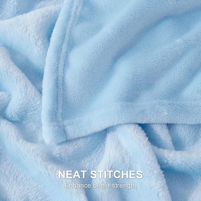 Hansleep Fleece Light Blue King Blanket, Super Soft Flannel Fuzzy Plush Cozy Blanket for All Seasons, Light Blue, King 90x108 Inches