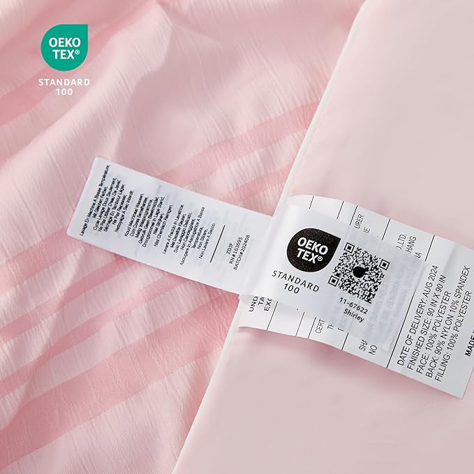 Cozy Bliss Seersucker Cooling Comforter Twin Size, Q-Max 0.45 Reversible Lightweight Cooling Blanket, Breathable Silk Smooth Summer Bedding Quilt for Hot Sleepers Night Sweats Pink