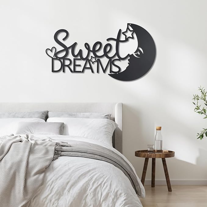 OYEFLY Metal Sweet Dreams Wall Decor,Modern Black Metal Wall Art (style 1)