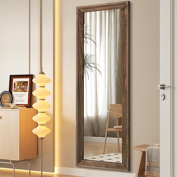 AAZZKANG Hanging Mirror Full Length Vintage Large Mirrors Wooden Framed 71"x30" for Bedroom Living Room Bathroom Entryway Wall Mounted Vertically or Horizontally