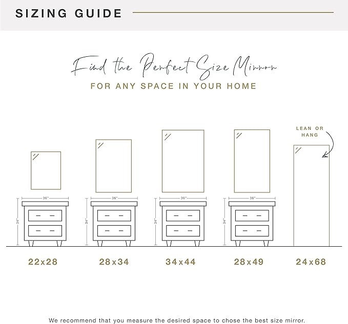 MCS Simplicity 22x28 Large Wall Mirror, Black & Beveled Detail Mirror, Vertical & Horizontal Wall Hanging Mirror for Bathroom, Bedroom & Livingroom