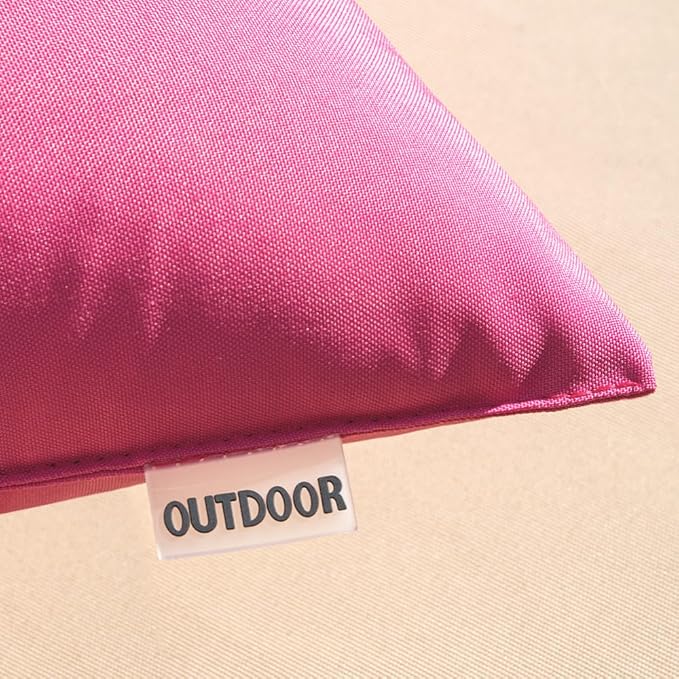MIULEE Pack of 2 Decorative Outdoor Waterproof Pillow Covers Square Garden Cushion Sham Throw Pillowcase Summer Shell for Patio Tent Couch 16x16 Inch Hot Pink