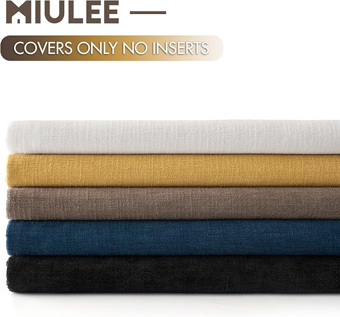 MIULEE Dark Blue Couch Pillow Covers 18x18 Inch, Set of 2 Soft Chenille Decorative Square Throw Pillow Covers Farmhouse for Sofa Living Room Bed