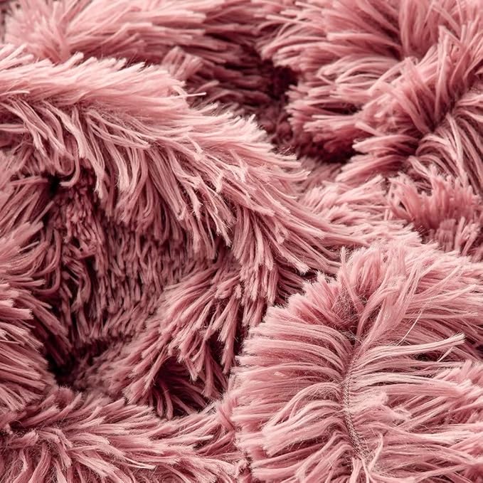 YUSOKI Pink Queen Faux Fur Winter Blanket,2 Layers,90"x90" Without Pillows Big Soft Plush Fuzzy Large Warm Fluffy Throw Blanket for Bed