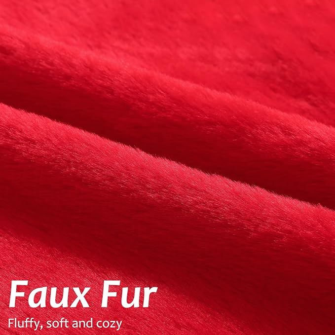 Pallene Faux Fur Plush Christmas Throw Pillow Covers 16x16 Set of 2, Soft Fluffy Couch Pillow Covers for Living Room, Red