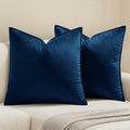 MIULEE Navy Blue Velvet Throw Pillow Covers 20x20 Soft Decorative Solid Square Cushion Cases Pack of 2 Modern Luxury Home Decor for Couch, Sofa, Bedroom