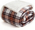 Sherpa Fleece Throw Blanket for Couch, Fluffy Plush Warm Fuzzy Blanket for Women and Men, Cozy Thick Soft Twin Blanket for Bed (Orange-2, 80"*90")