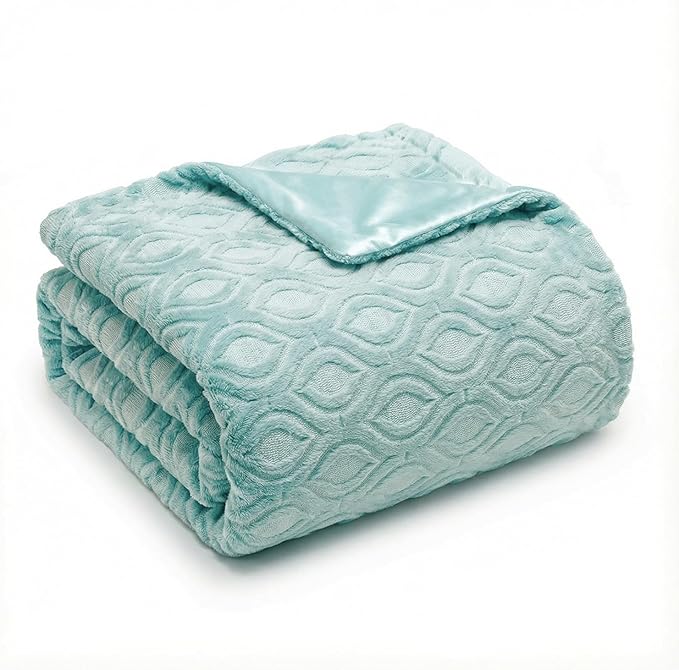 Horaldaily Solid Blanket Throw, Blue Accent Farmhouse Neutral Square Euro Soft Fuzzy Plush Faux Fur Cozy Blankets for Couch Sofa Bed Lounging, Ideal Gifts for Kids Adults Wife Self, 50x60
