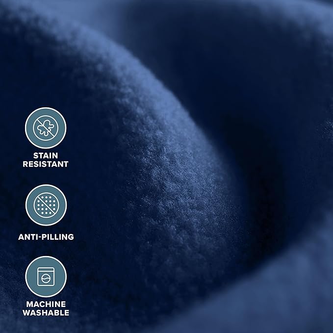 Bare Home Polar Fleece Blanket - Extra Long - Dark Blue - Warm & Cozy - Premium Fleece Throw for Bed, Sofa, Camping, Travel and Cold Nights - Lightweight (Twin/Twin XL, Dark Blue)