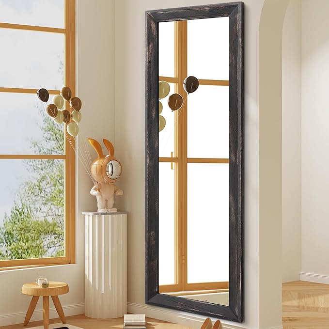 AAZZKANG Rectangular Mirror Full Length Wooden Frame Retro Large Wall Hanging Mirrors 71"x30" for Bedroom Living Room Bathroom Dressing Room Hallway