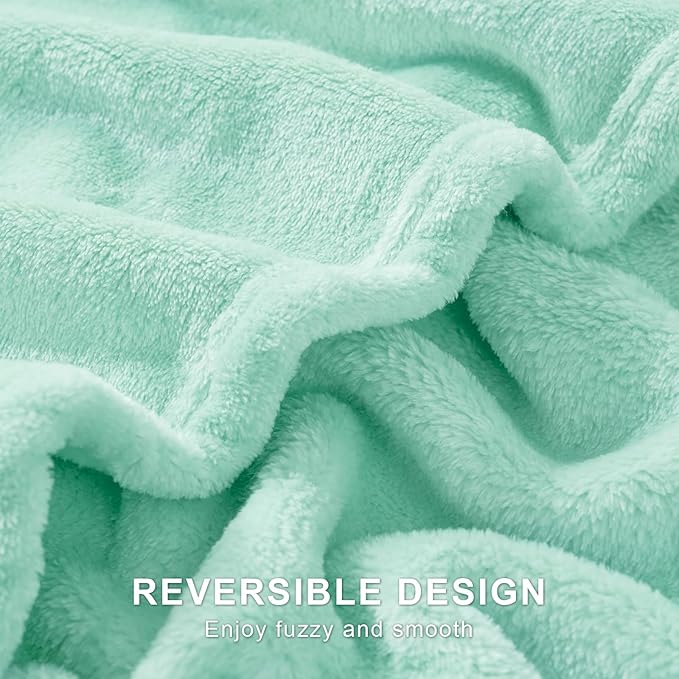 Hansleep Fleece Lake Green Twin Blanket, Super Soft Flannel Fuzzy Plush Cozy Blanket for All Seasons, Lake Green, Twin 60x80 Inches