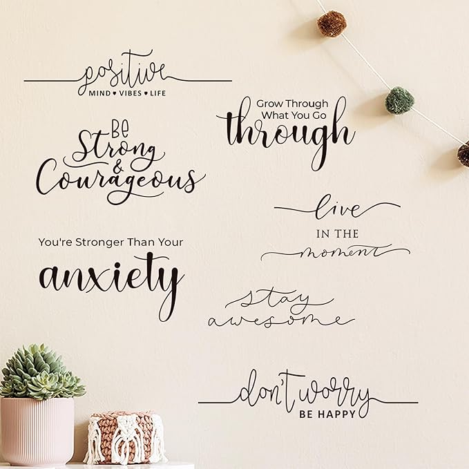 Zonon 5 Sheets Vinyl Wall Decals Peel and Stick Inspirational Quotes Decals Motivational Wall Stickers for Mirror Bedroom Living Room Office Bathroom(Don't Worry)