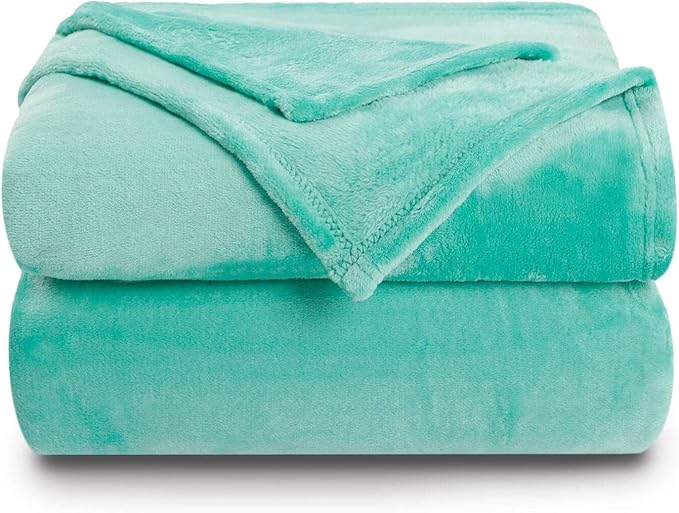 NANPIPER Fleece Blankets Super Soft Flannel Queen Size Blanket for Bed Luxury Cozy Microfiber Plush Fuzzy Blanket,Lake Blue
