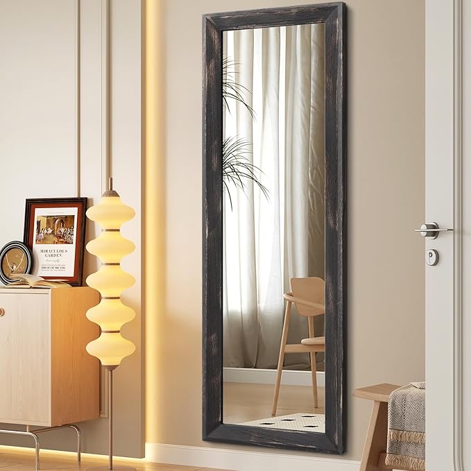 AAZZKANG Rectangular Mirror Full Length Wooden Frame Retro Large Wall Hanging Mirrors 71"x30" for Bedroom Living Room Bathroom Dressing Room Hallway